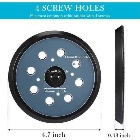 125mm 8 Hole Hook and Loop Replacement Pad for Orbital Sander Sanding Backing Pad (Blue) (1/4)
