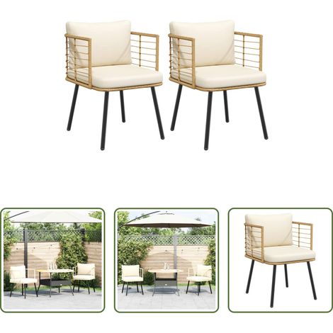 Rattanstuhl -  Gartenstühle 2 Stk. mit Kissen Natur Poly Rattan (1/5)