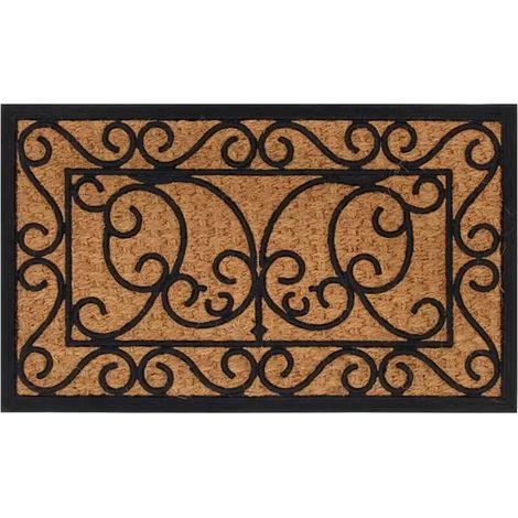 Tapis de porte rectangulaire de 45 x 75 cm, en caoutchouc et fibre de coco. (1/5)