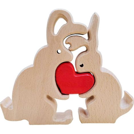 Cadeau créatif d'anniversaire, statue de lapin en bois, décoration printanière --- (1/5)