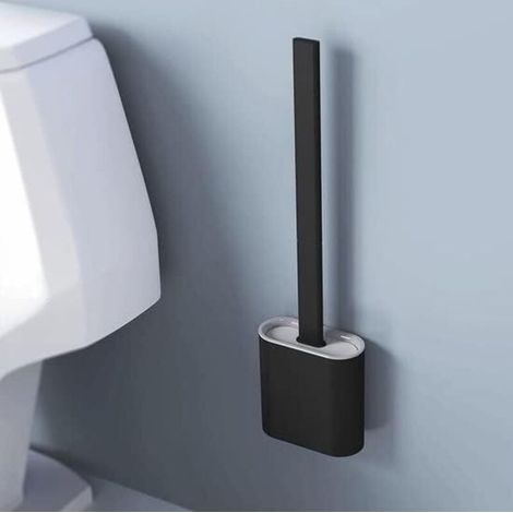 Silicone toilet brush - stylish plastic and silicone toilet brush/toilet brush - wall-mounted toilet brush holder, no drilling required - accessories