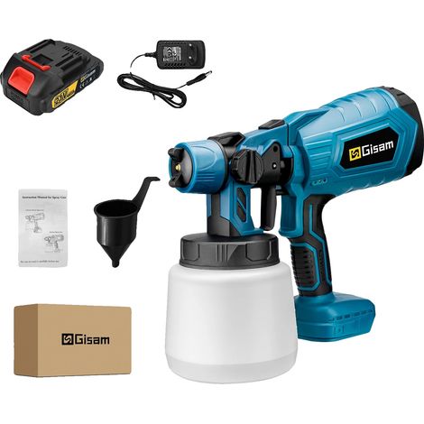 Pistolet à Peinture, Moteur de 210W, Capacité de 1000ml, 1 Ensemble de Batteries Bleu, 100V-240V Prise EU Type C-b (1/2)