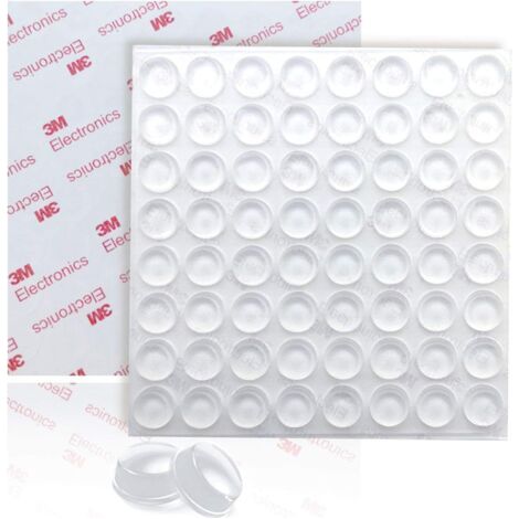 Transparente Adhésifs Butées, Antidérapant Butée Tampon Transparent Auto-adhésif Transparente Pieds Adhésifs Doux Patin Silicone Meubles en Verre Tables Artisanat Protecteurs Muraux, 64Pcs (1/5)