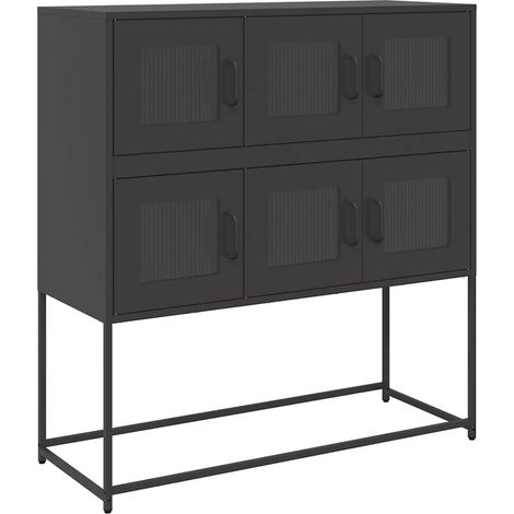 Maison Exclusive - Aparador de acero laminado en frío negro 100,5