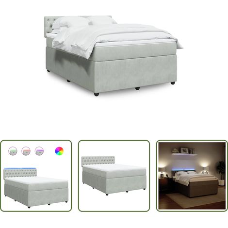 vidaXL Matelas à ressorts ensachés - Sommier à lattes de lit et matelas Gris clair 140x190cm Velours (1/5)