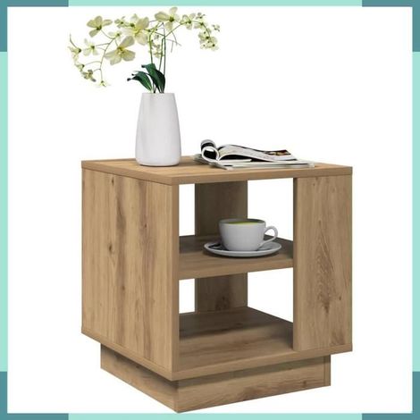 856805 Table basse chêne artisanal 40x40x43 cm bois d'ingénierie (1/5)