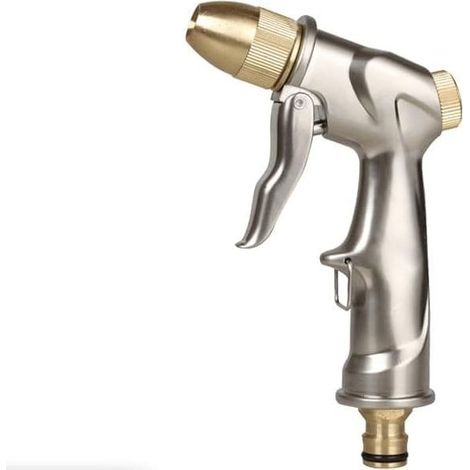 Pistolet pulvérisateur en métal : Buse métallique haute pression avec 4 modes, idéale pour l'arrosage des plantes, des pelouses, le lavage des voitures et des terrasses. (1/5)