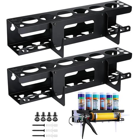 Silicone Holder, 2PCS Metal Silicone Cartridge Holders For Hand Cartridges With 2 Hooks Workshop Holder For Cartridges 6 Slots For Home Or Garage (1/5)