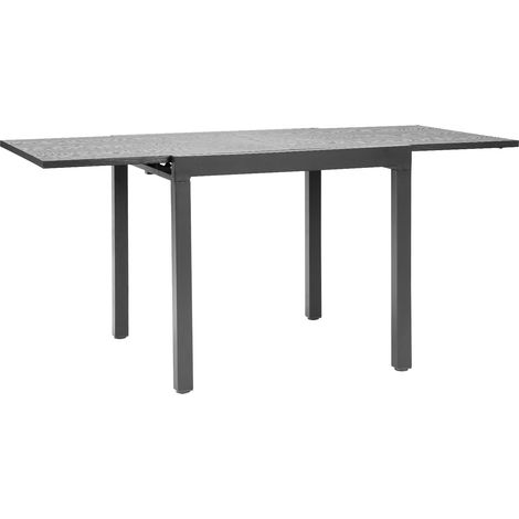 Mophorn Tavolo da Pranzo Estensibile per Esterni, Rettangolare da 80 a 160 cm, Struttura in Alluminio con Doghe in Acciaio, Ideale per Giardino, Veranda, Grigio Scuro (1/5)