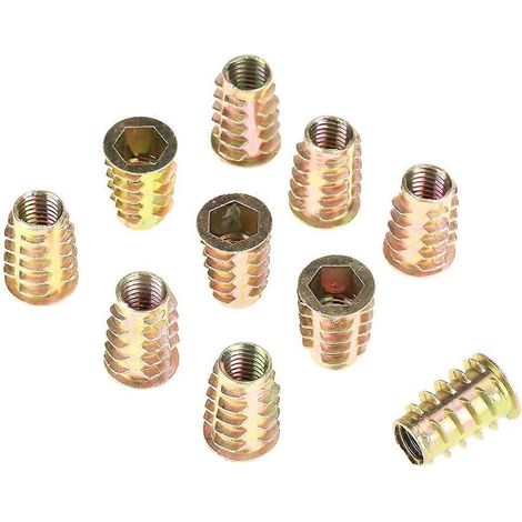 10 Stück M1025 mm Sechskant-Möbelmuttern aus Zinklegierung mit Gewinde für Holzeinsätze