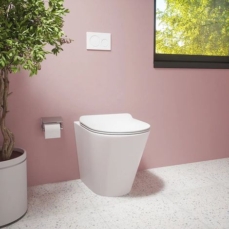 Vaso filomuro tornado silent flush in ceramica bianco lucido con sedile soft close Rio (1/4)