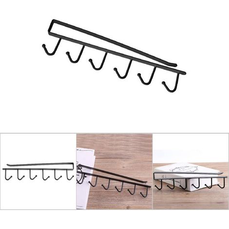 Étagère de Rangement Multifonction pour Cuisine avec Crochet Noir - Organisateur de Placard et Garde-robe