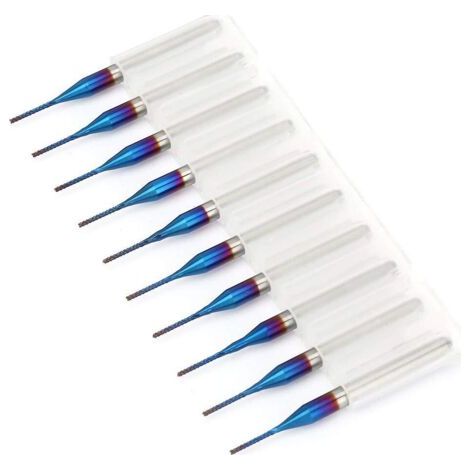 10pcs Cône Fraise en Carbure de Tungstène Bleu Enduit Fraises en Bout pour Machine de Gravure Carte de Circuit Imprimé SCM (0.8mm) (1/5)