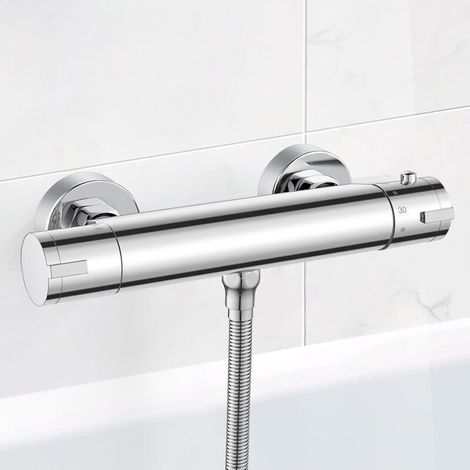 Wall-mounted thermostatic shower faucet with 38°C safety button, anti-scald, thermostatic shower mixer, 150mm center distance (1/4)