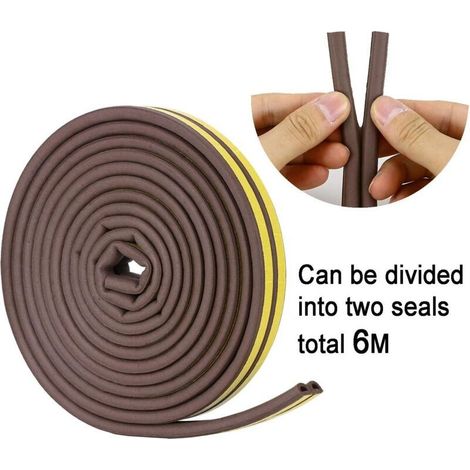 Joint porte, Joint Fenêtre pvc D Profil, Calfeutreur Les Porte et Fenêtres avec Forte Adhérence, Isoler du Bruit et Anti-intempéries, 9 Metres (Marron) (1/5)
