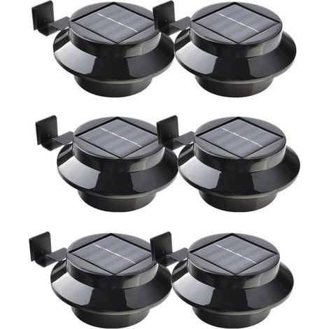 Lot de 6 Spotlights LED Solaires Noirs - pour Gouttière, Clôture, Toit, Jardin, Cour, Mur (1/5)