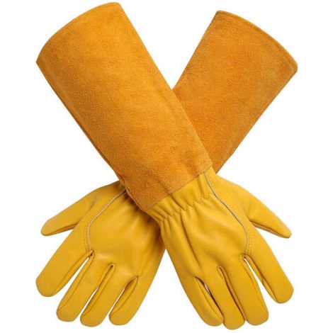 Gants de jardinage pour femmes/hommes, gants de protection longs pour la taille des rosiers, résistants aux épines et aux coupures, en cuir de vachette épais et durable, parfaits pour le travail