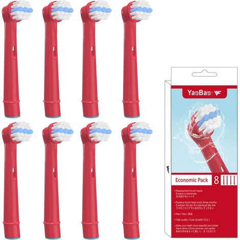 Lot de 8 têtes de brosse à dents pour Oral B enfants, têtes de rechange pour brosse à dents électrique Braun compatible avec brosse à dents électrique (1/5)