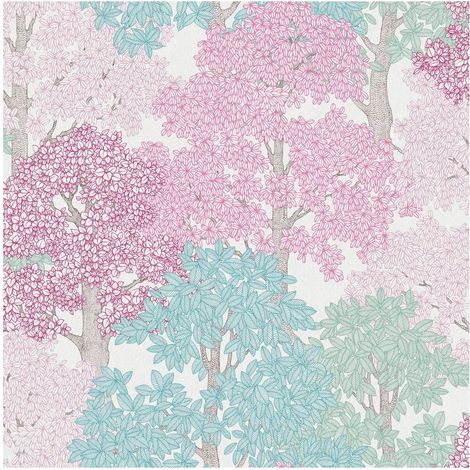 Papel pintado naturaleza Profhome 377535 papel pintado no tejido liso de diseño mate rosa azul blanco marrón 5,33 m2 (1/5)