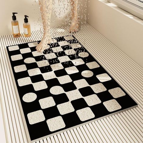 (60x90cm) Tapis de Douche Antiderapant, Tapis de Bain de Massage en Doux PVC Luffa, Moderne Style Tapis de Baignoire Antidérapant avec Trous de Drainage pour Zones Humides (1/5)