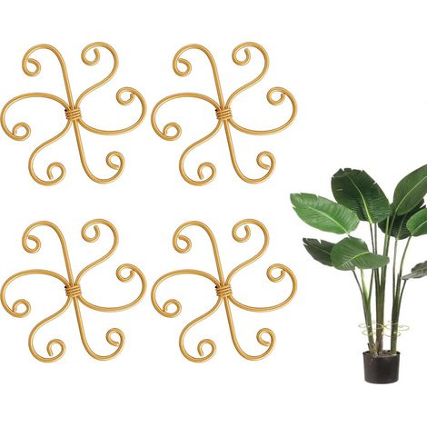 4 pièces Tuteur pour plantes grimpantes - Support en fer, tige ajustable au design unique pour favoriser la croissance des plantes grimpantes de petite et moyenne taille doré (1/5)