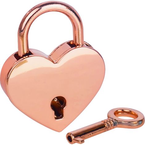 HMF 6493 Mini Deko Vorhängeschloss mit Schlüssel in Herzform, Roségold (1/5)