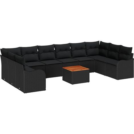 Maison Exclusive - Gartensofa-set mit Kissen 10 pcs Schwarz Poly-