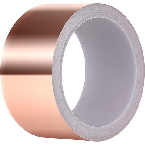 Nastro adesivo in lamina di rame da 20 m x 50 mm con doppia conduttività, repellente per lumache e chiocciole, ideale per chitarre, schermatura EMI, saldature e riparazioni elettriche (1/5)