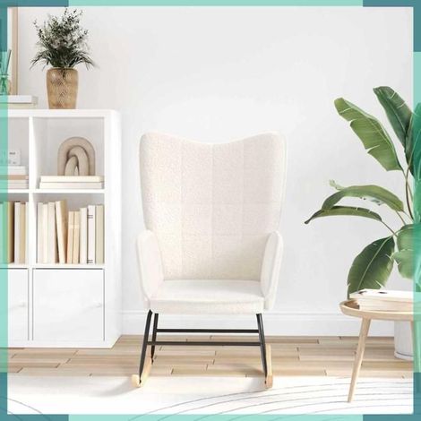 42001784 Chaise à bascule Crème Tissu Sherpa (1/5)