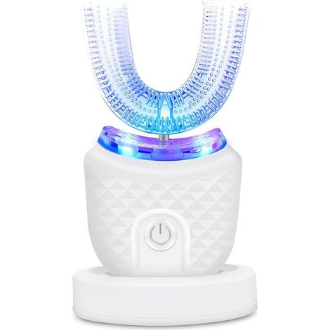 Brosse à dents électrique ultrasonique pour adultes, brosse à dents automatique en forme de U, blanchiment complet de la bouche à 360°, étanche IPX7.-AquaForge