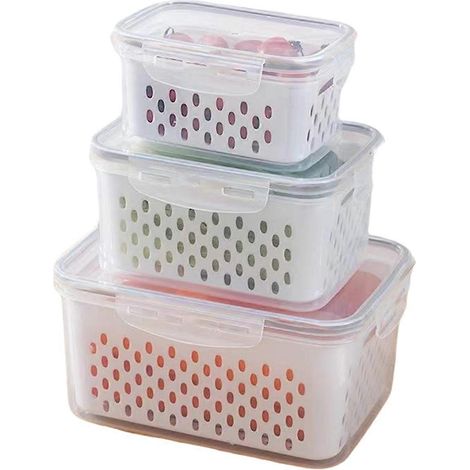 Boîte hermétique pour réfrigérateur et congélateur, boîte de conservation des fruits égouttés, récipient de conservation des fruits de qualité alimentaire pour la cuisine (1/5)