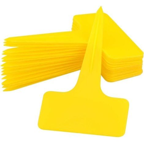 100 Pcs 6 x10cm-Jaune Plastique Plante T-Type Étiquettes Pépinière Jardin Étiquettes (1/5)