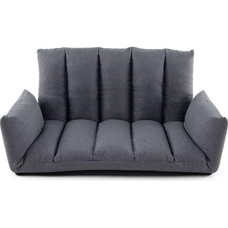 COSTWAY Foldable Floor Sofa Upholstered Recliner Chair W/Adjustable Backrest (1/5)