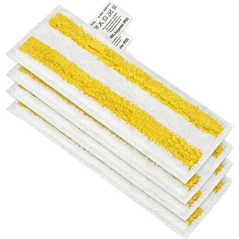 Lot de 4 Lingettes de Rechange pour Kärcher SC2 SC3 SC4 SC5 Chiffons Nettoyeur Vapeur Serpillières Bonnettes en Microfibre pour Kärcher SC Série (lingette jaune-4pcs)-Rayure Jaune-4pcs (1/5)