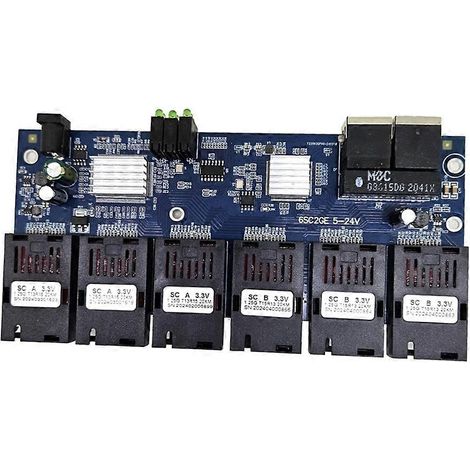 Commutateur de média fibre optique Ethernet 100/1000M Gigabit, 6 ports fibre, 2 ports RJ45, carte PCBA fibre monomode FTTH (1/5)