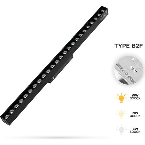 Faretto lineare a griglia 24W 3CCT Tipo B2F per binari magnetici SMART TRACK 48VDC (1/5)