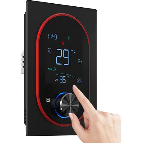 Thermostat intelligent pour chauffe-eau électrique, chaudière à gaz et climatisation, écran tactile numérique VA, programmation hebdomadaire 5+1+1, modes manuel, automatique et vacances (1/5)