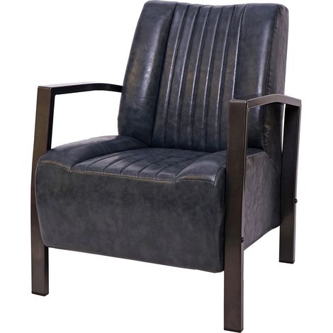 Poltrona relax imbottita dal design industriale in metallo sintetico grigio, struttura in acciaio 040003122 (1/5)