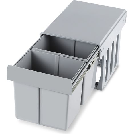 SWANEW Pattumiera da cucina da incasso 3 pezzi, 2 x 15 L, Pattumiere per la raccolta differenziata per la cucina, montaggio dal basso, estrazione manuale, ac (1/5)