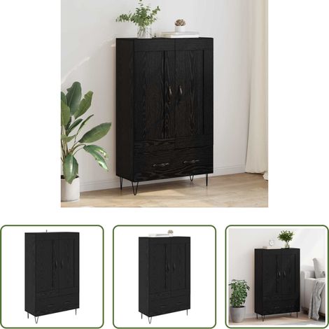 Hochschrank - Highboard Schwarz Eichen-Optik 69,5 x 31 x 115 cm Holzwerkstoff (1/5)