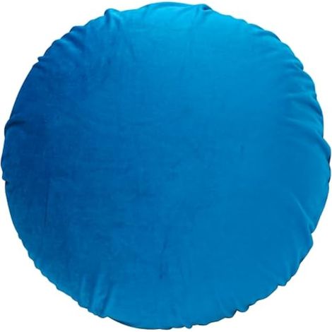 Housse de coussin ronde, couleur azur unie, douce et chaude, pour décoration d'intérieur, 45 cm de diamètre (1/5)