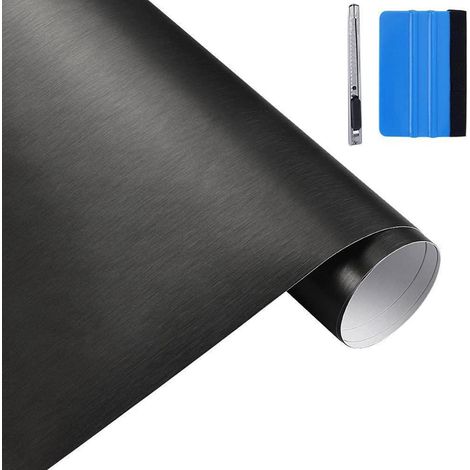 30x150cm Schwarz Gebürstete Edelstahl Metallic Vinyl Folie Matt Chrom Auto Wrapping (1/5)