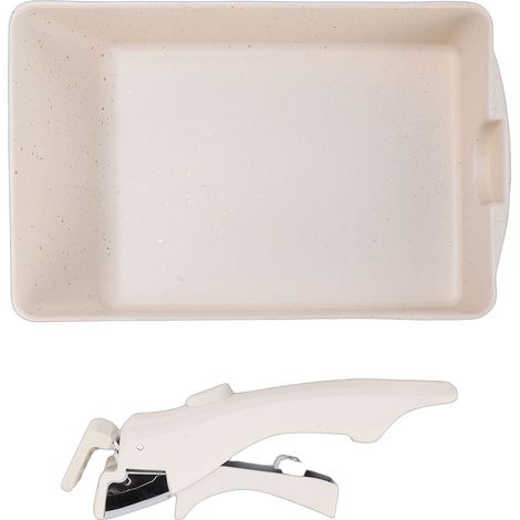Rechteckige Aluminiumpfanne mit Antihaftbeschichtung für Tamagoyaki, ideal für japanische Omeletts, mit abnehmbarem Griff, beige Farbe, fürs Frühstück. (1/5)
