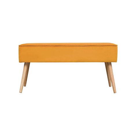 Banc en velours jaune et piètement bois - CASANOVA
