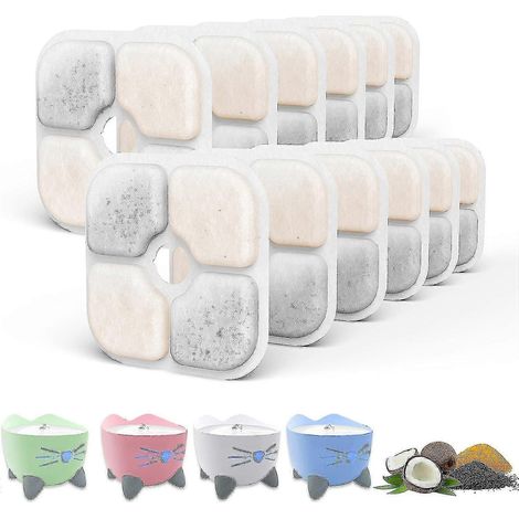 Lot de 12 filtres pour fontaine à eau pour chat, compatibles avec la fontaine Catit Pixi. Gardez votre chat en bonne santé et bien hydraté.