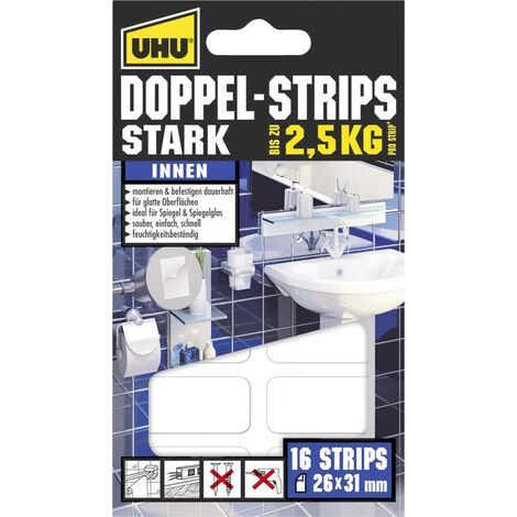Bandes adhésives double-face UHU® UHU 45380 blanc (L x l) 31 mm x 26 mm 16 pc(s) D76879 (1/4)