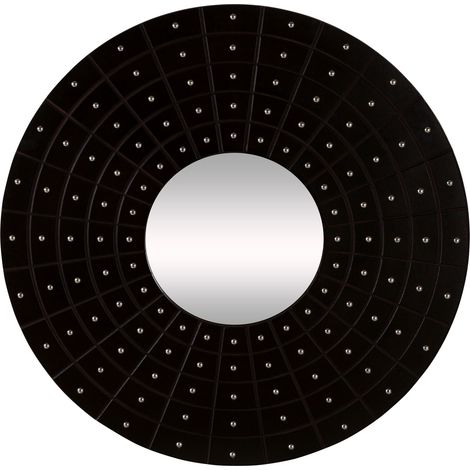 Premier Housewares Wall Mirror Black Round Mirror For Bedroom / Hallway / Bathroom Luxurious and Contemporary w82 x d3 x h82cm (1/3)