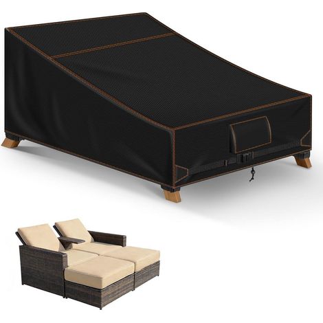 Gartenliege Abdeckung 210x150x40/90cm, Wasserdicht, UV-Schutz, 420D Oxford, Schwarz (1/5)
