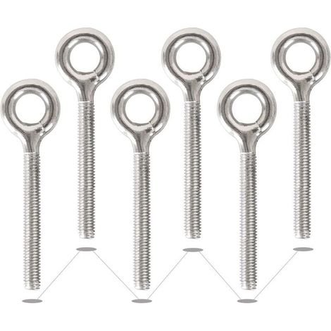 Lot de 6 Œillets de Levage M10 en Acier Inoxydable 304, Boulons à Anneau Fermé Soudés avec Tige Filetée, Résistants à la Corrosion (1/5)