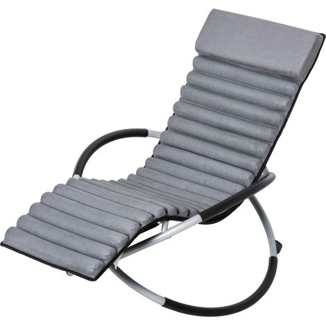 Schaukelstuhl Ergonomischer 2 In 1 Schwingsessel Gartenstuh Schaukelliege Metall Texteline Kugelförmig Dunkelgrau 145 X 74 X 88 Cm